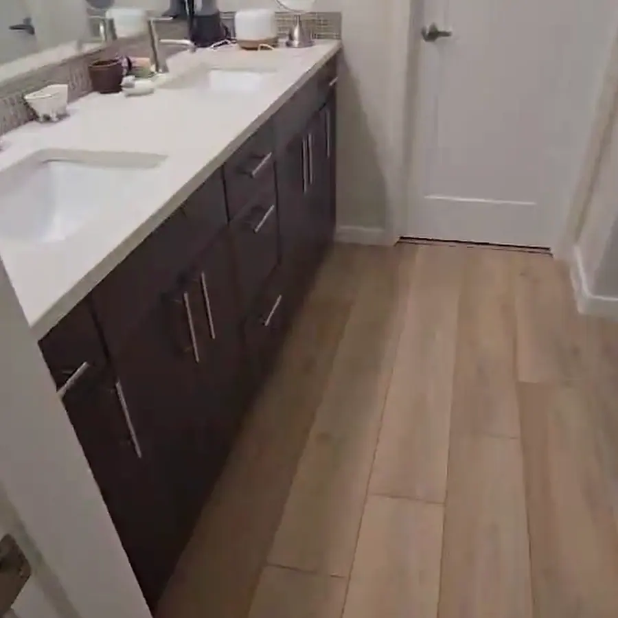 New wood-look floors and cabinets